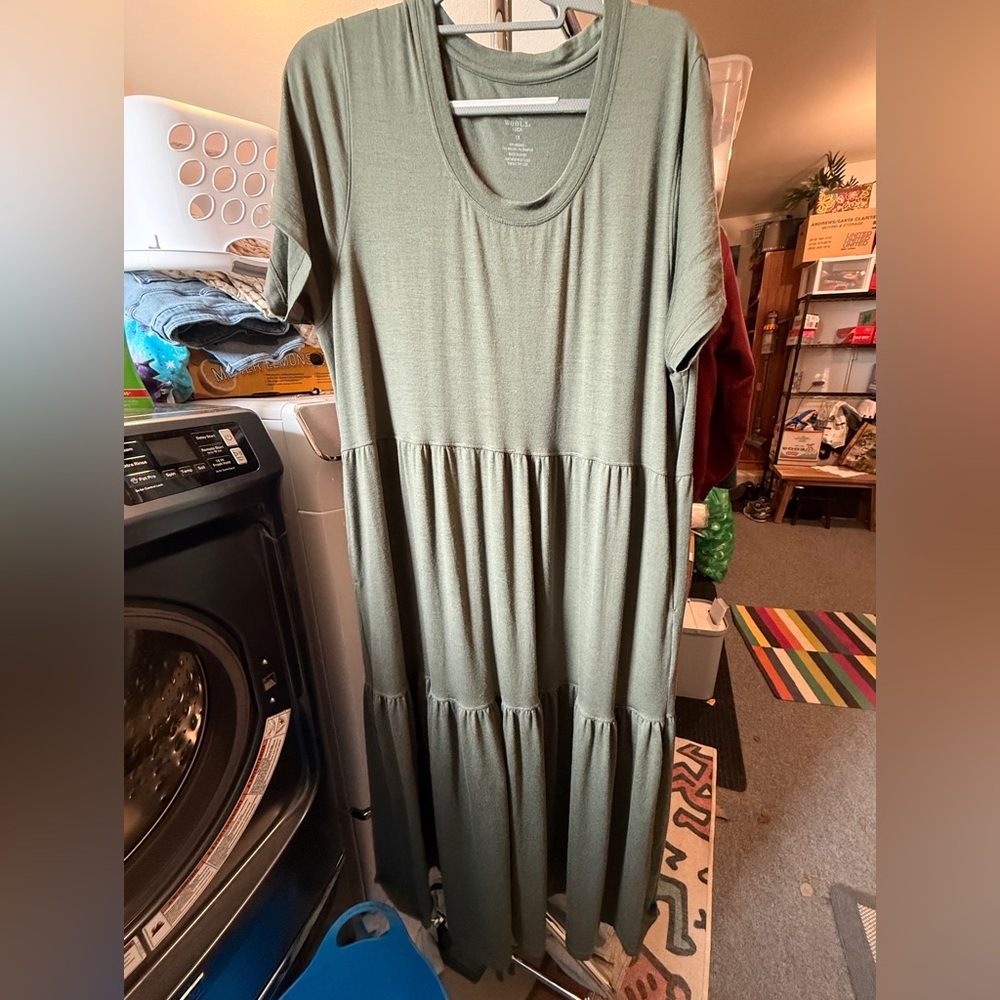 Woolx Lucia Olive Green Maxi Dress 1X